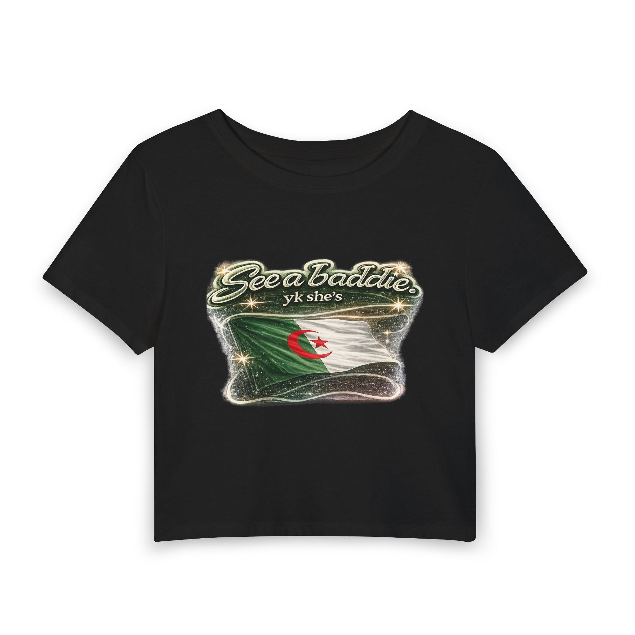 See a Baddie Algeria Flag Crop Tee