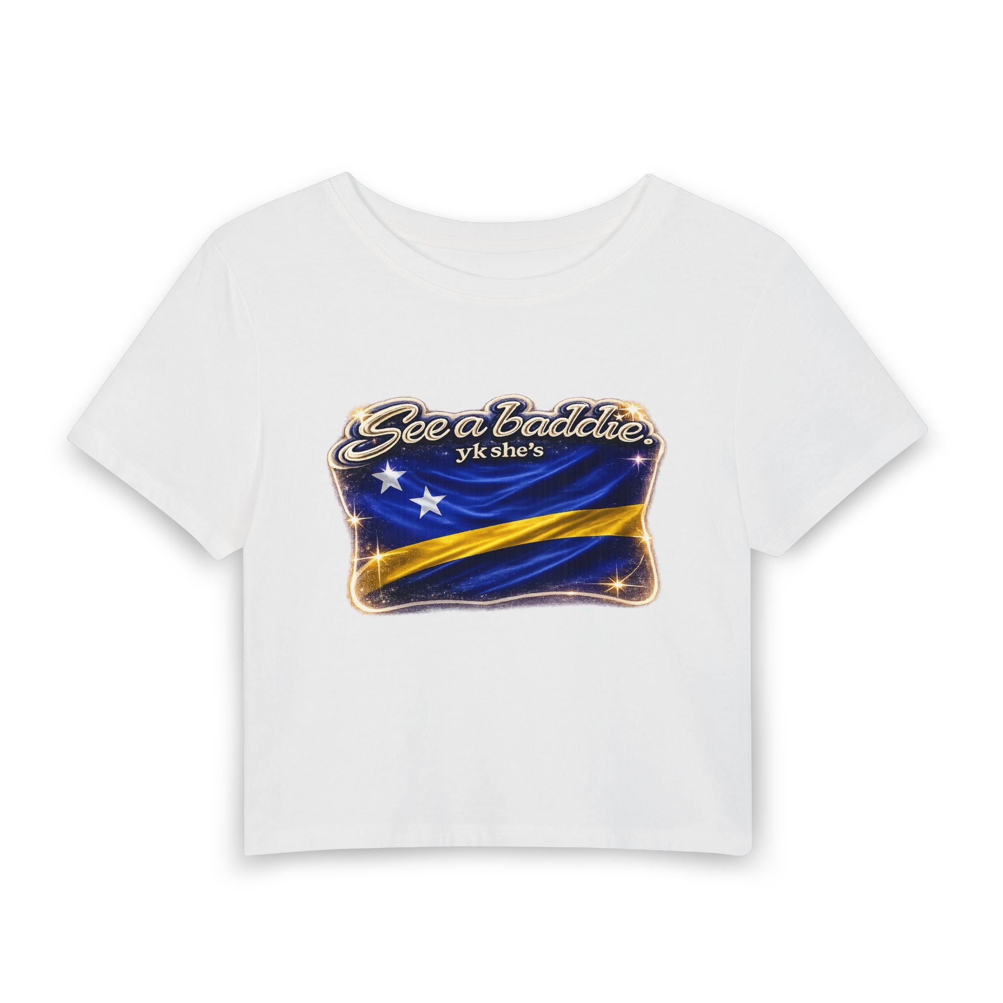 See a Baddie Curacao Flag Crop Tee