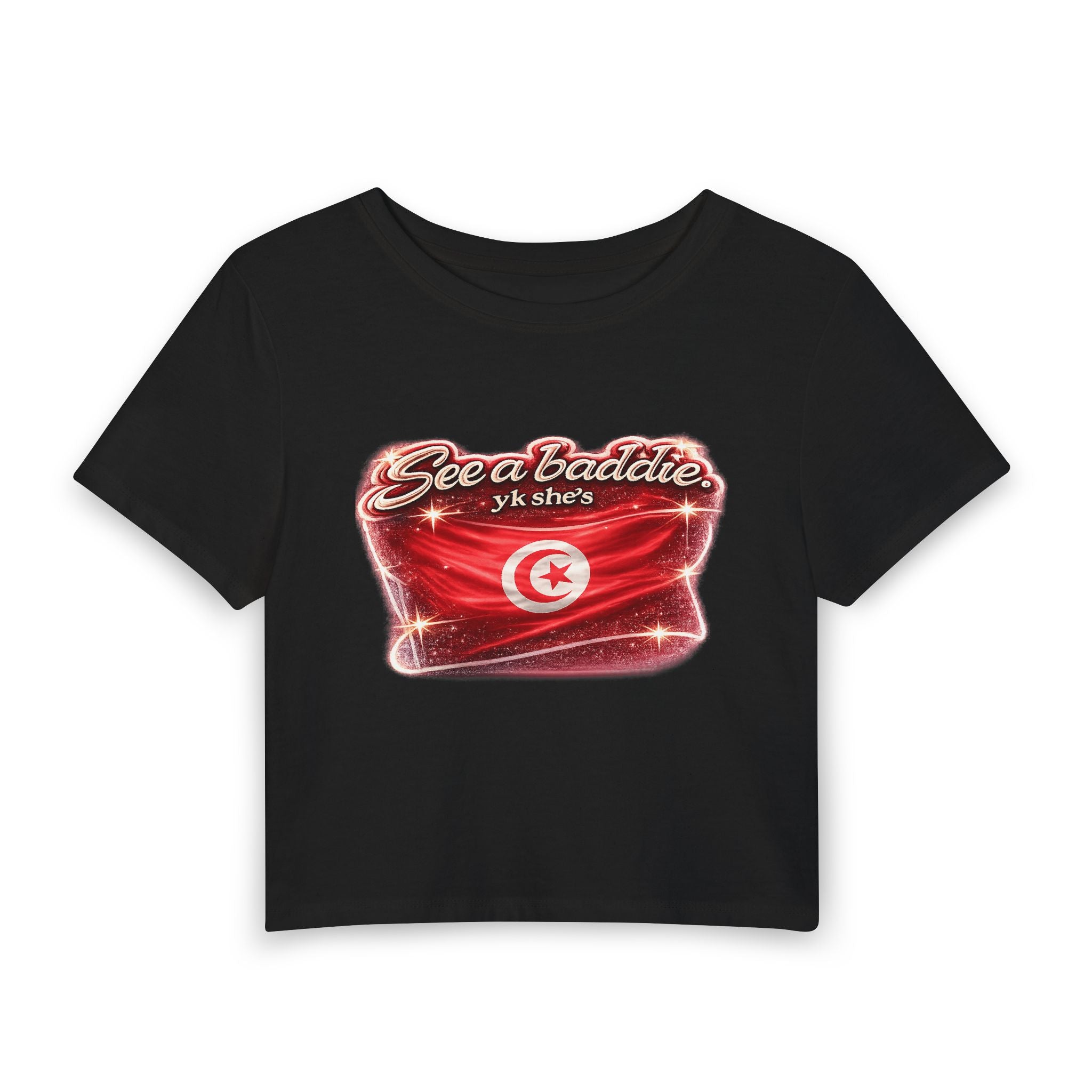 See a Baddie Tunisia Flag Crop Tee