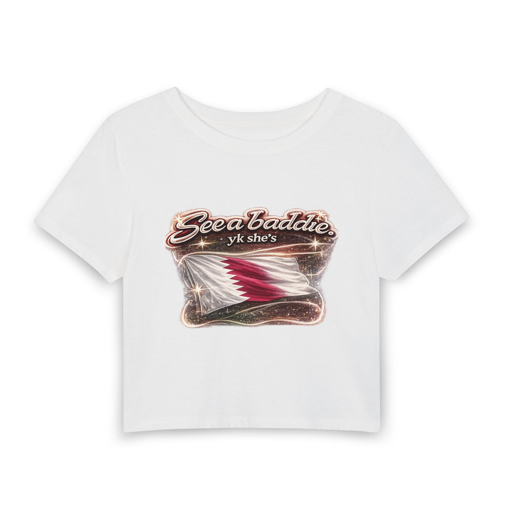 See a Baddie Qatar Flag Crop Tee